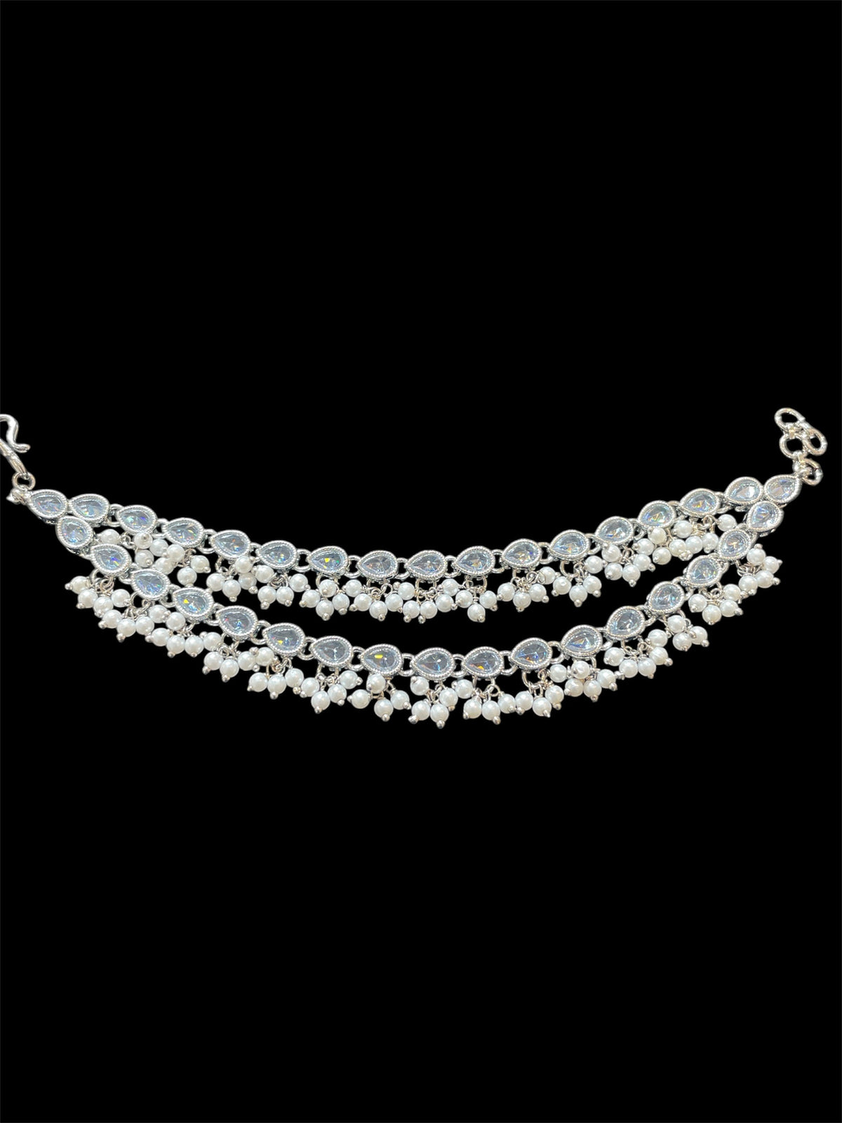 AN202 Double Line Polki Sahara With Silver Stones