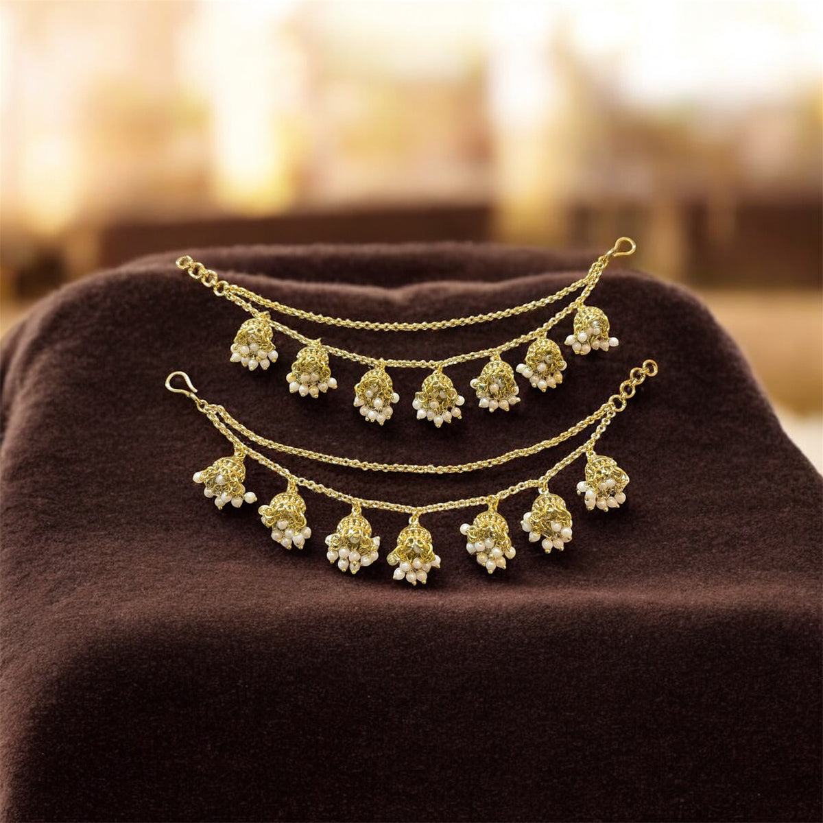 AN203 Double Line Jhumka Sahara with Gold