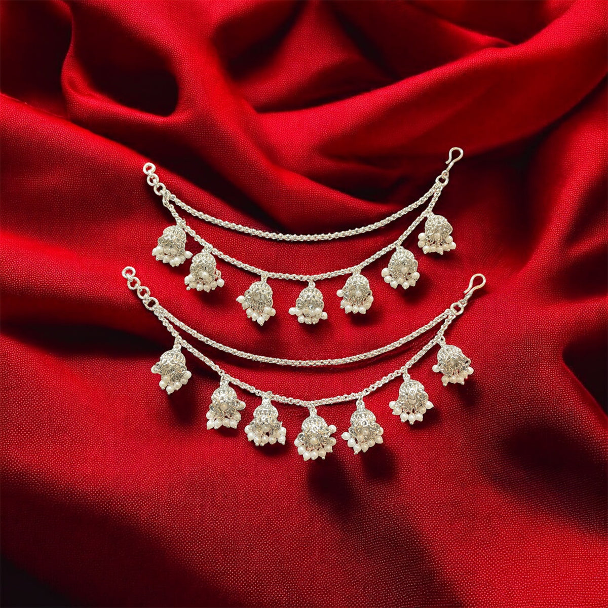 AN203 Double Line Jhumka Sahara with Silver