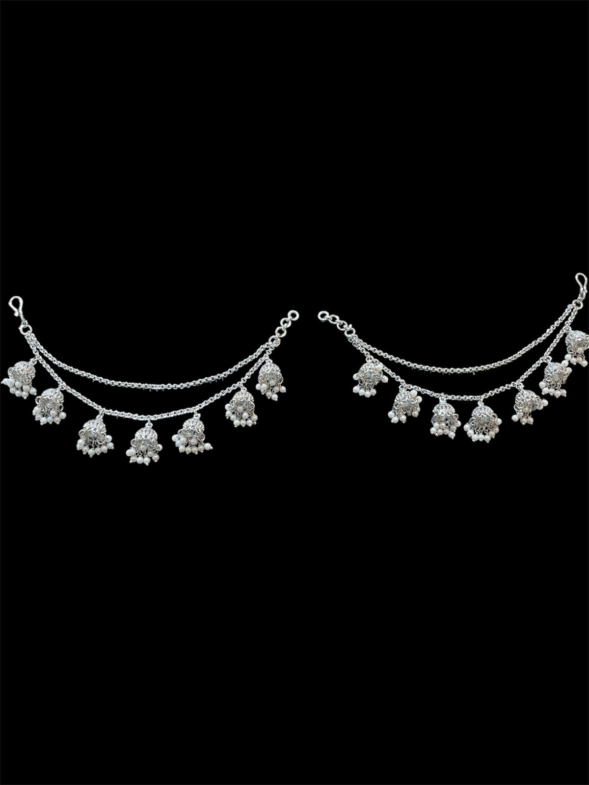 AN203 Double Line Jhumka Sahara with Silver