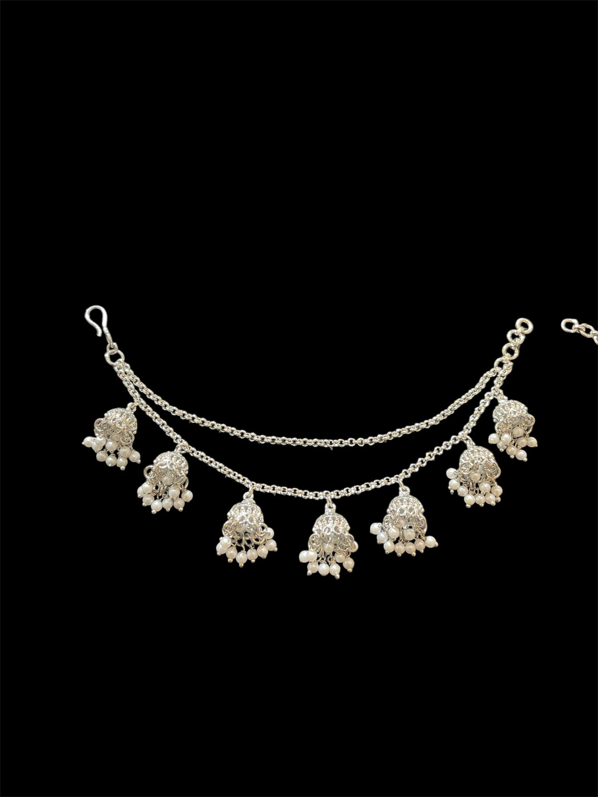 AN203 Double Line Jhumka Sahara with Silver