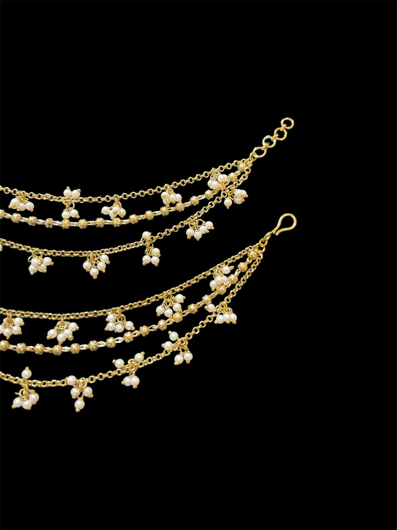 AN204 Three Line Gold Sahara with Pearls