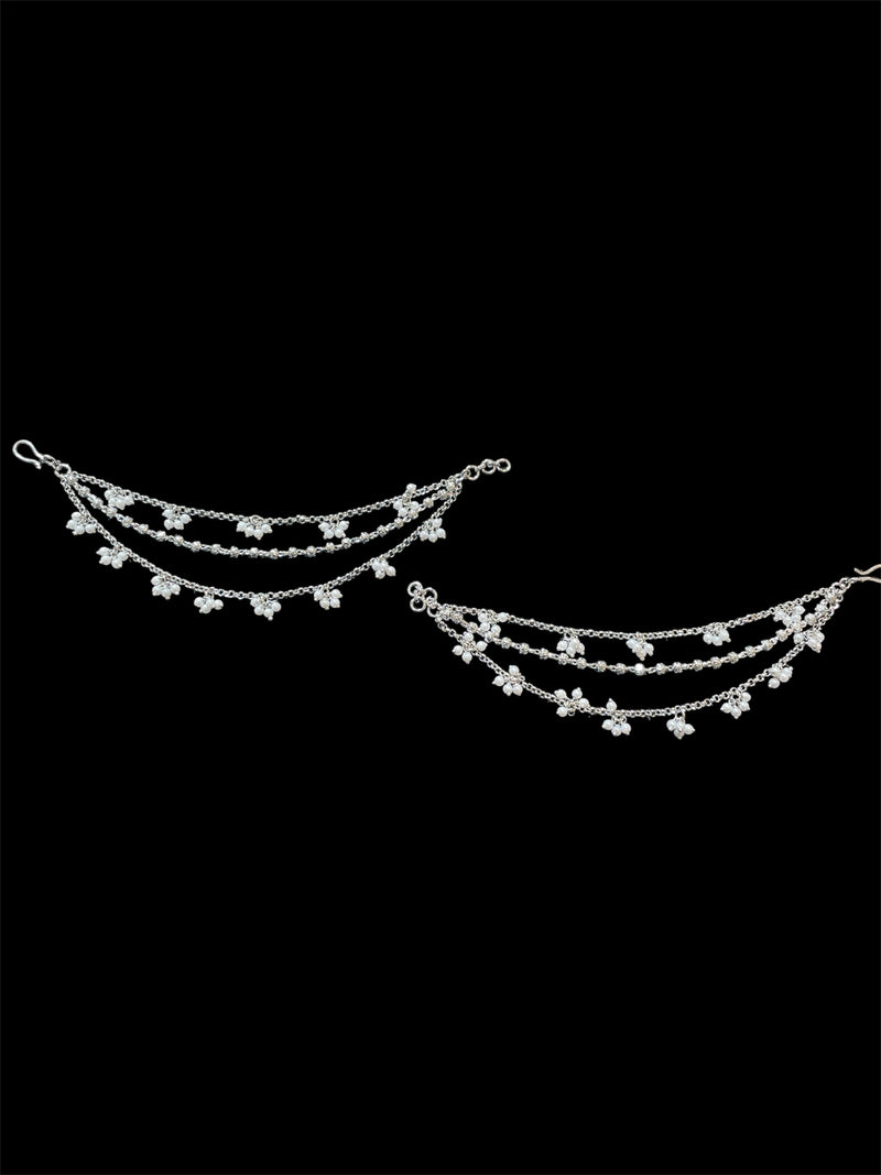 AN204 Three Line Silver Sahara with pearls