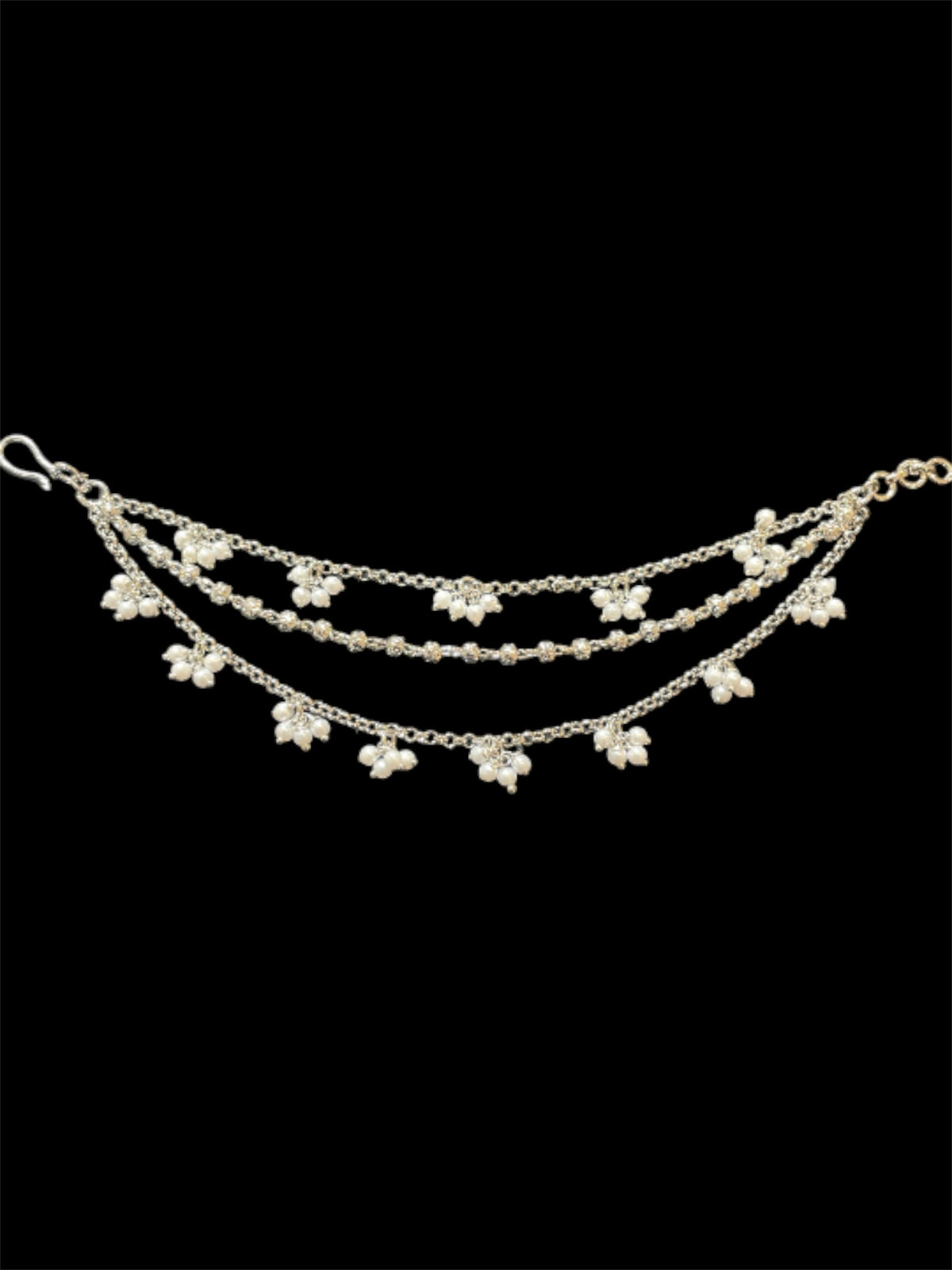 AN204 Three Line Silver Sahara with pearls