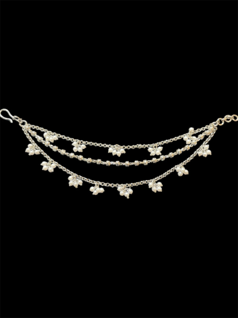 AN204 Three Line Silver Sahara with pearls