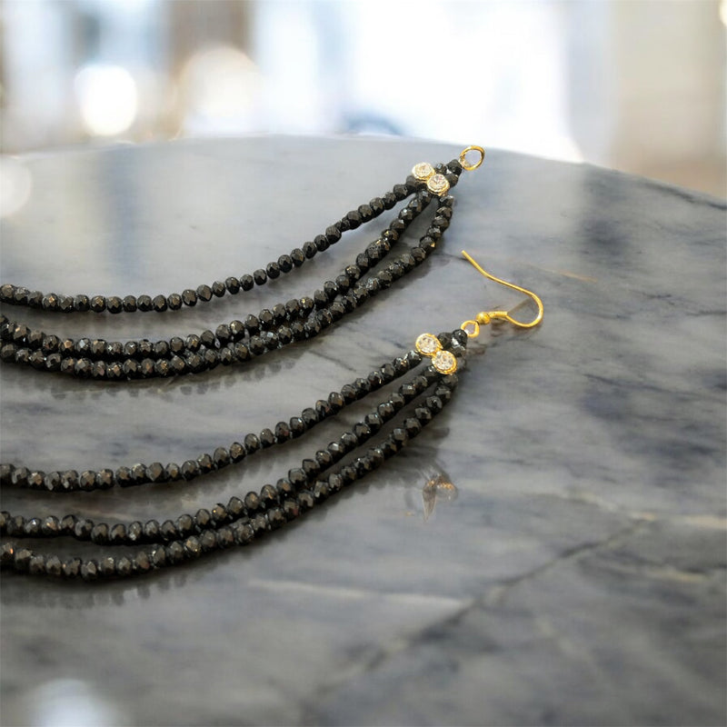 AN205 Three Line Black Crystal Sahara