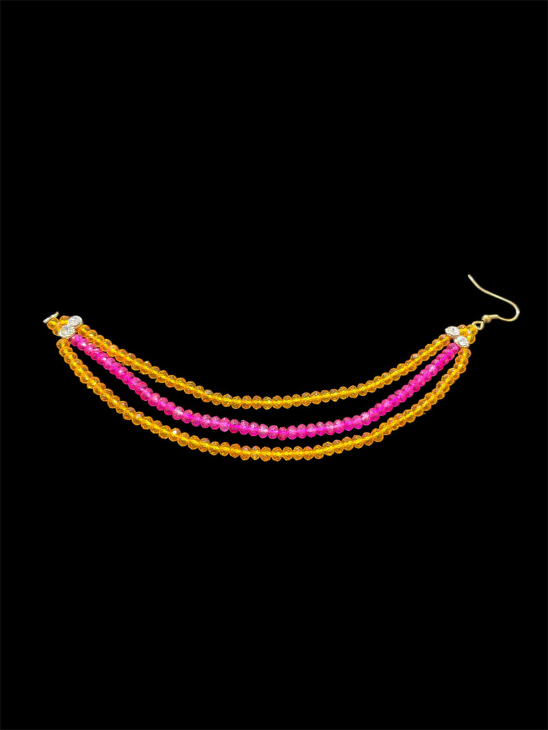 AN205 Three Line Crystal Sahara with Pink and Yellow Beads