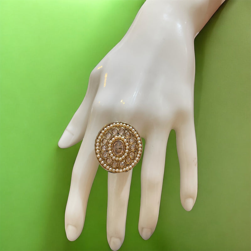 PA716 Full Gold Polki Stones Ring