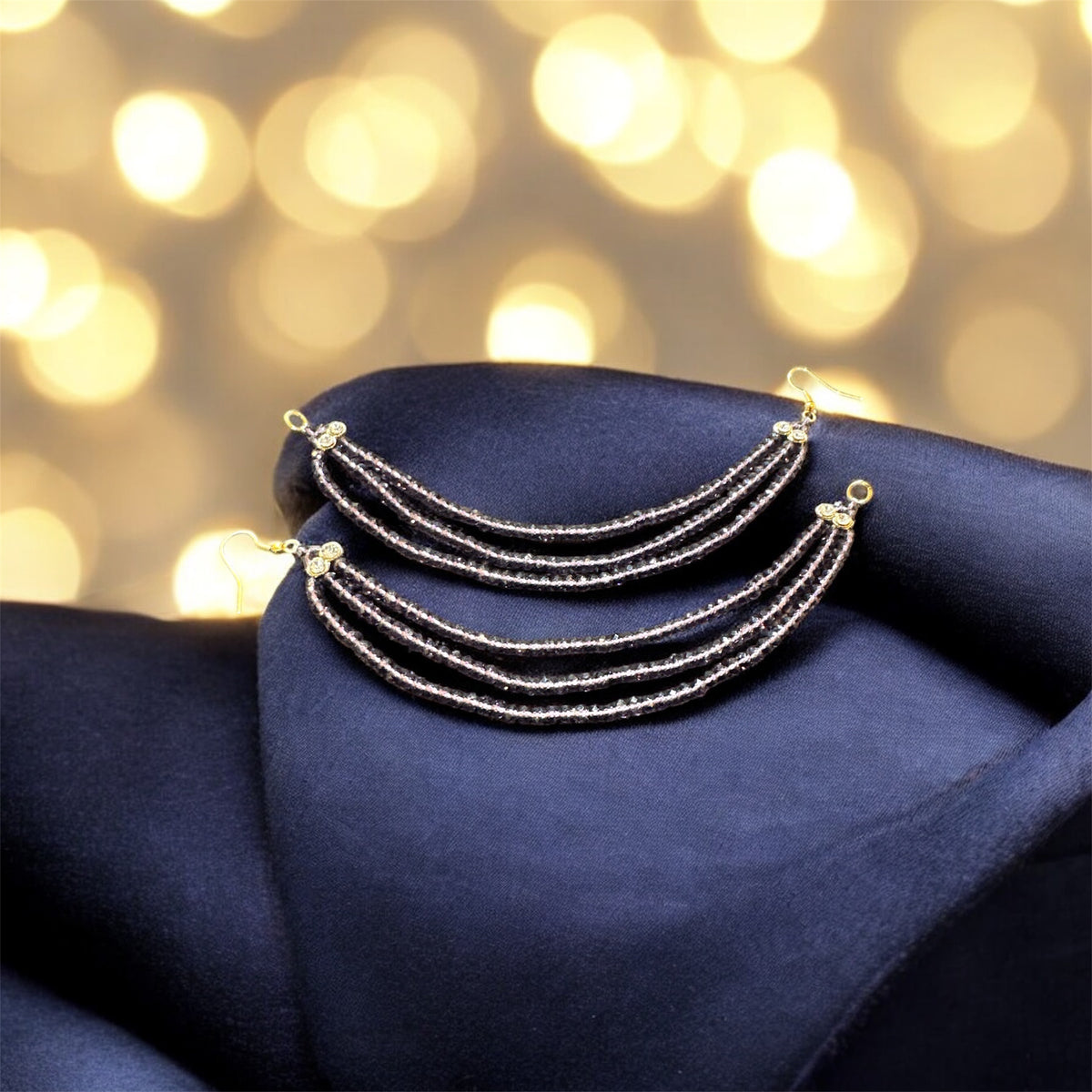 AN205 Three Line Plum Purple Crystal Sahara