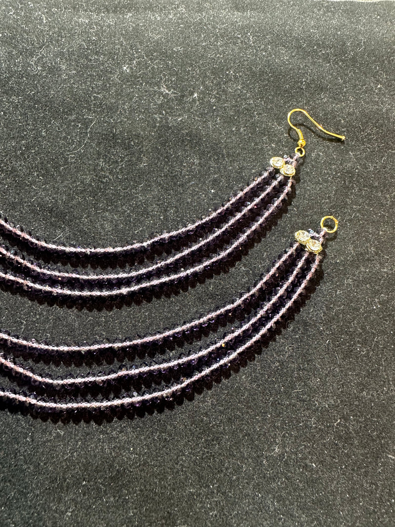 AN205 Three Line Plum Purple Crystal Sahara