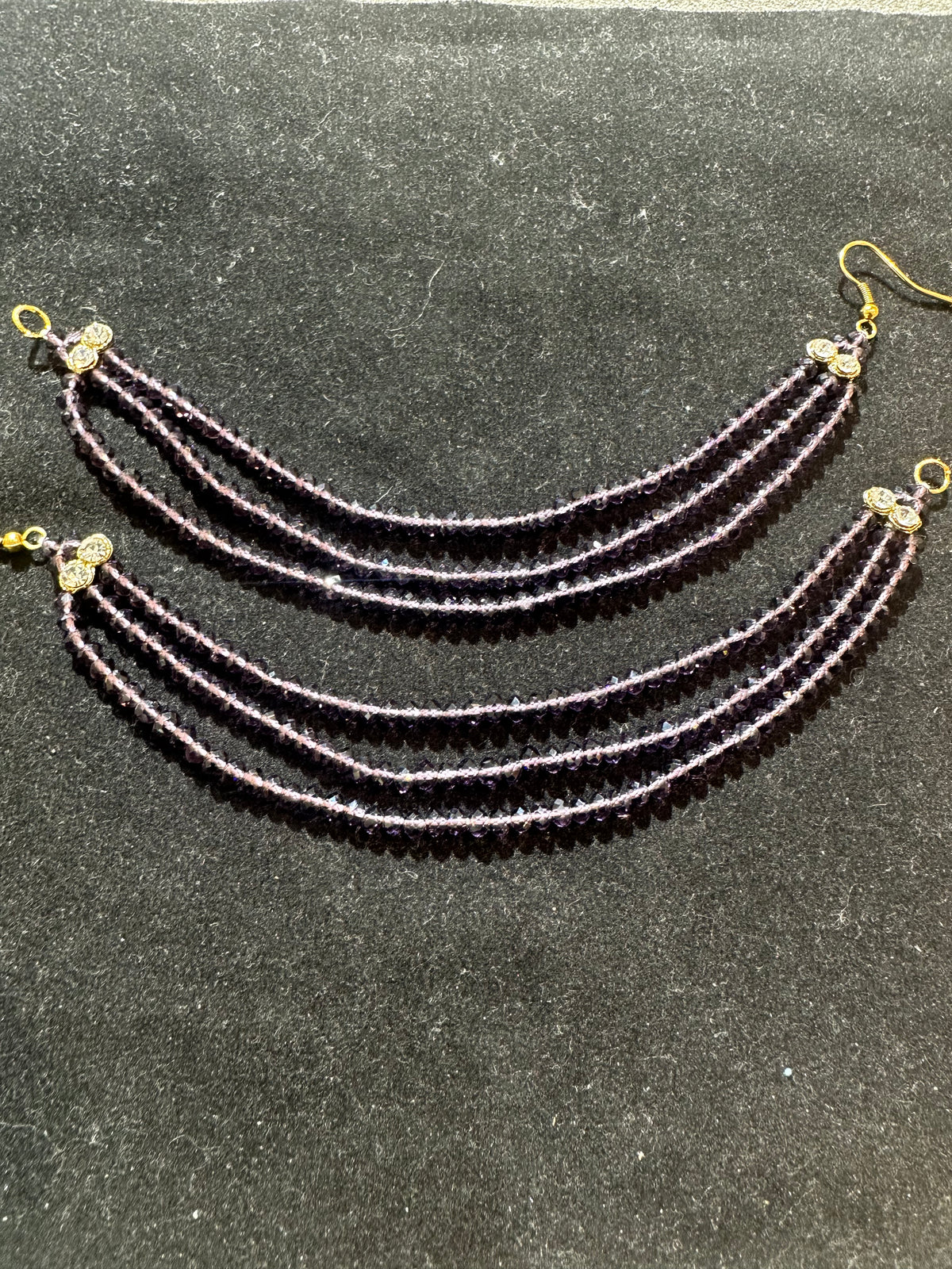 AN205 Three Line Plum Purple Crystal Sahara