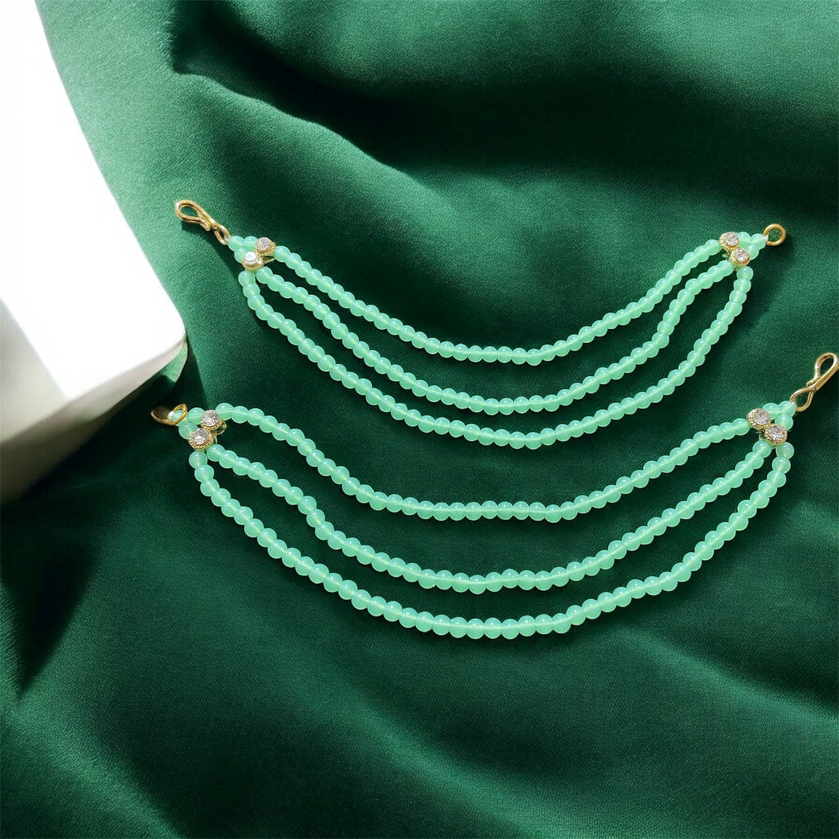 AN206 Three Line Sahara with Mint Matte Beads