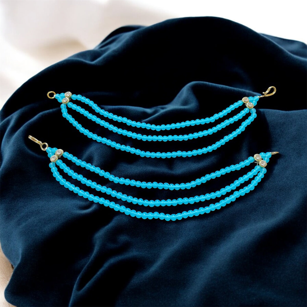 AN206 Three Line Sahara with Blue Matte Beads