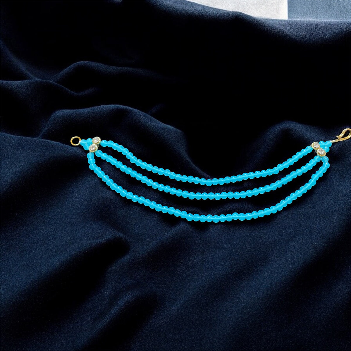 AN206 Three Line Sahara with Blue Matte Beads