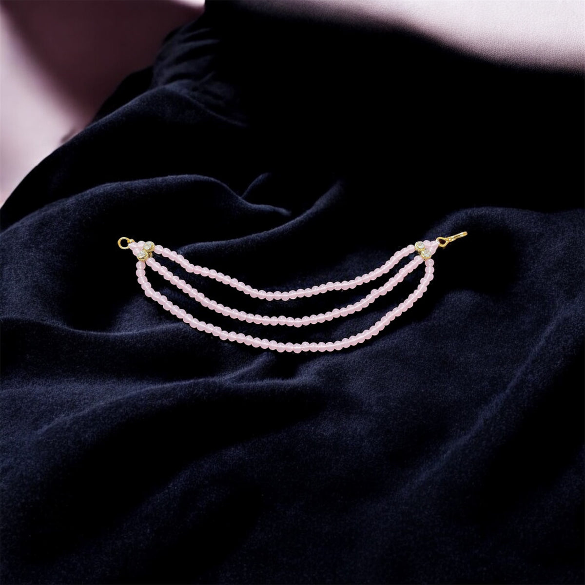 AN206 Three Line Sahara with Light Pink Matte Beads