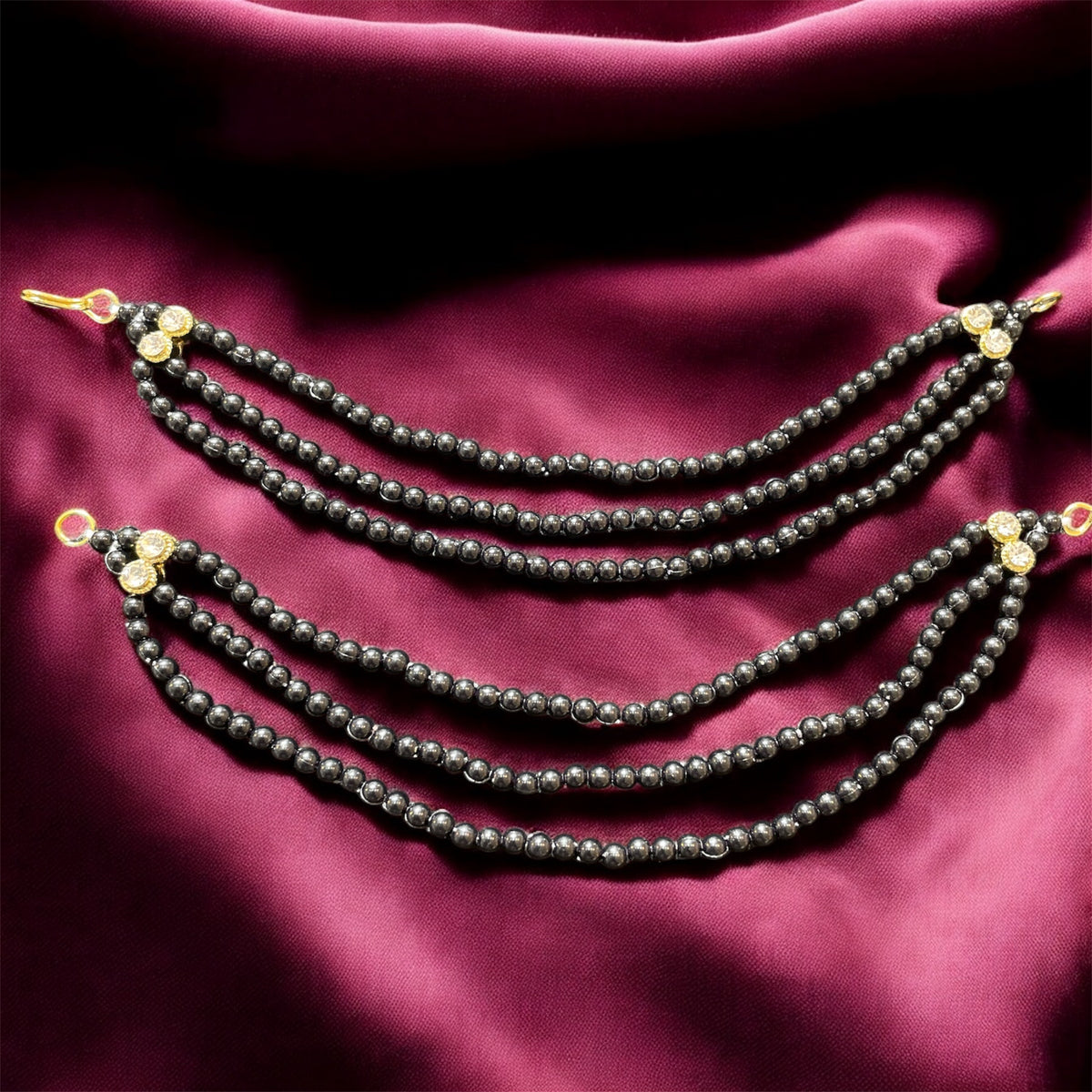 AN206 Three Line Sahara with Black Matte Beads