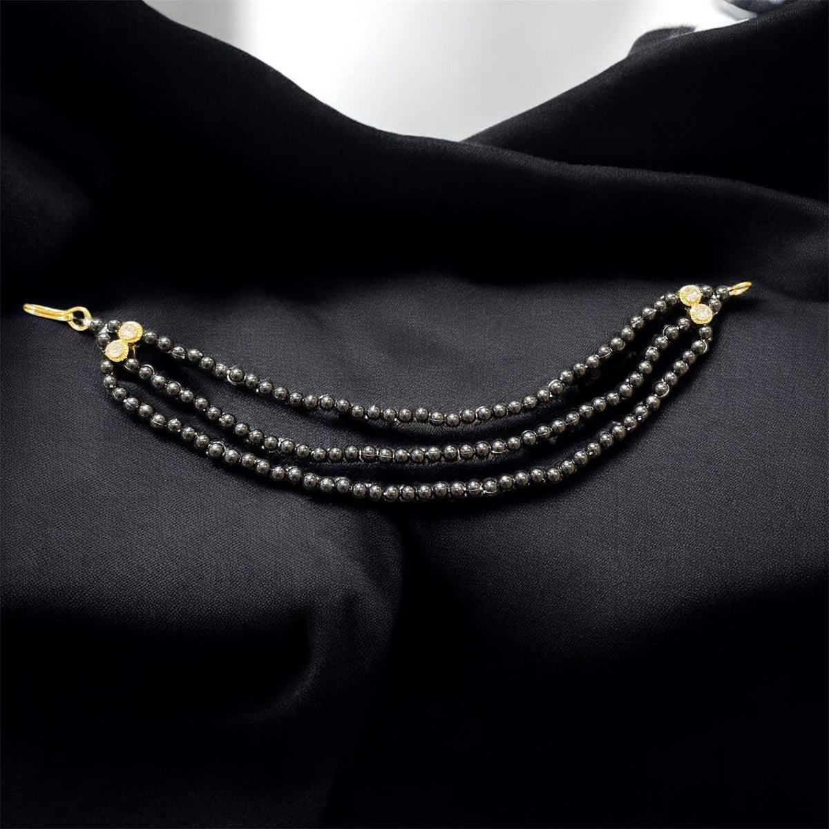 AN206 Three Line Sahara with Black Matte Beads