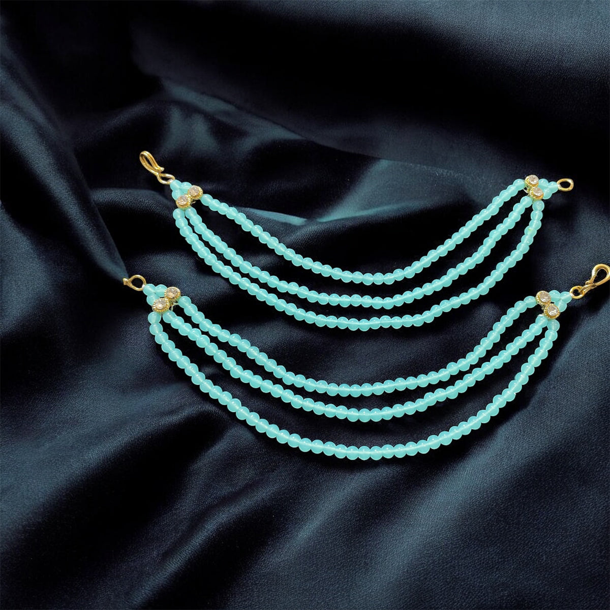 AN206 Three Line Sahara with Light Blue Matte Beads