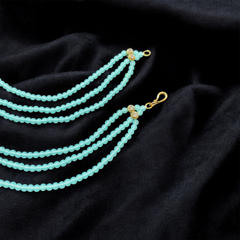 AN206 Three Line Sahara with Light Blue Matte Beads