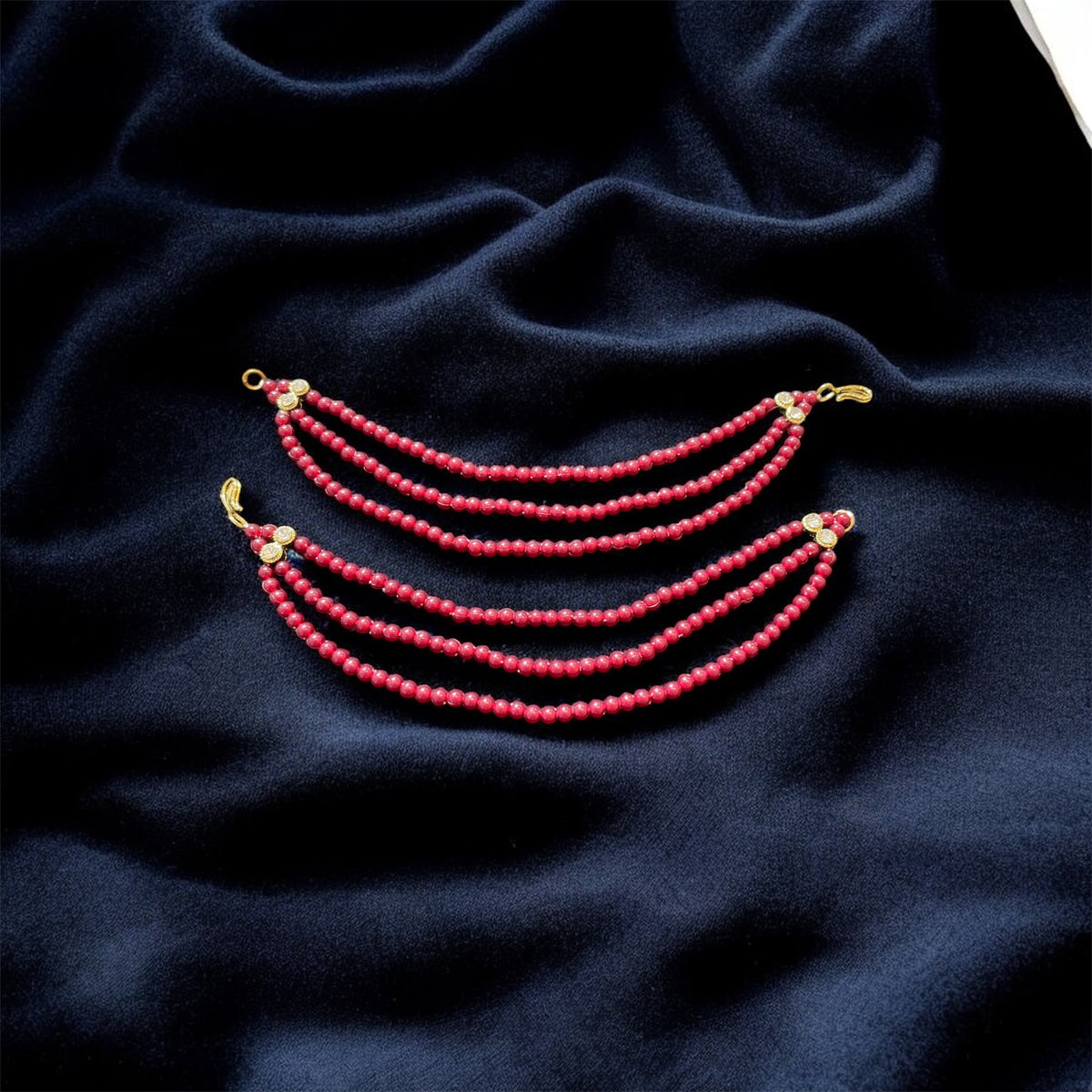 AN206 Three Line Sahara with Maroon Matte Beads