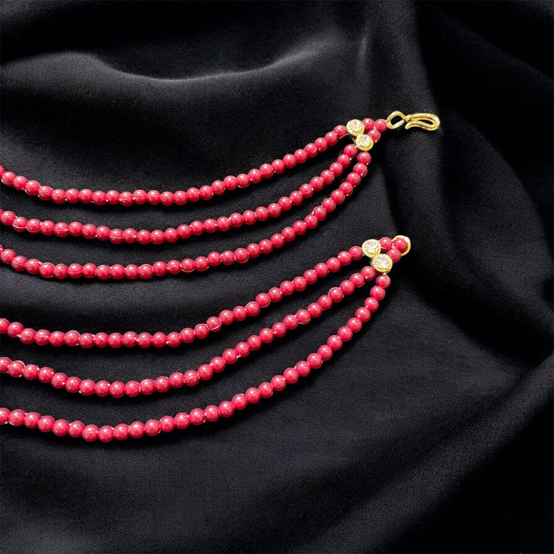 AN206 Three Line Sahara with Maroon Matte Beads