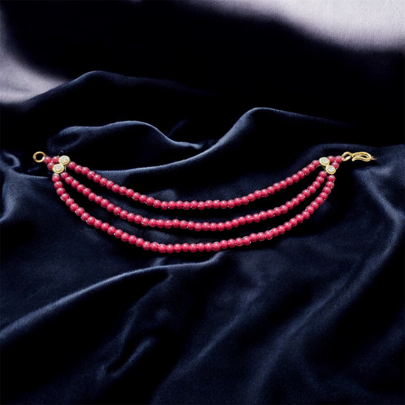 AN206 Three Line Sahara with Maroon Matte Beads