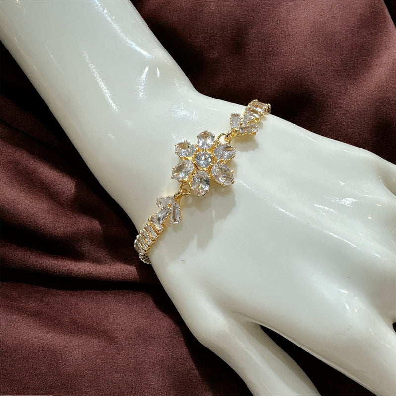 PA119 Gold with white American diamond stones bracelet