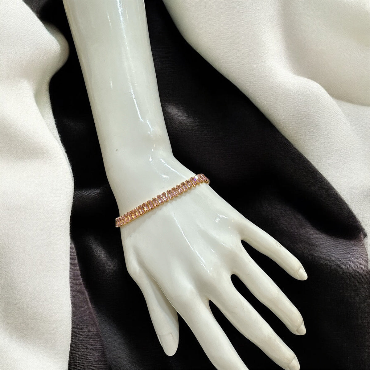 PA121 Gold with pink stones bracelet