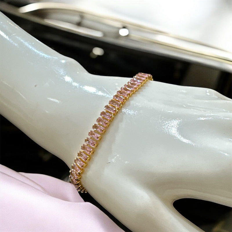 PA121 Gold with pink stones bracelet