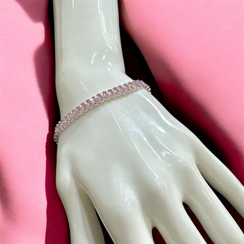 PA122 Silver with pink stones bracelet