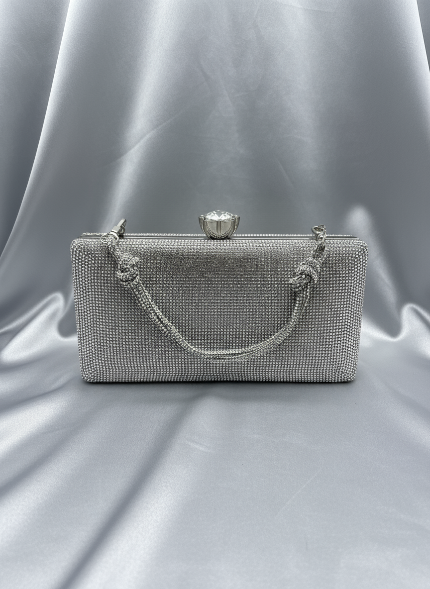 AM704 Silver clutch bag