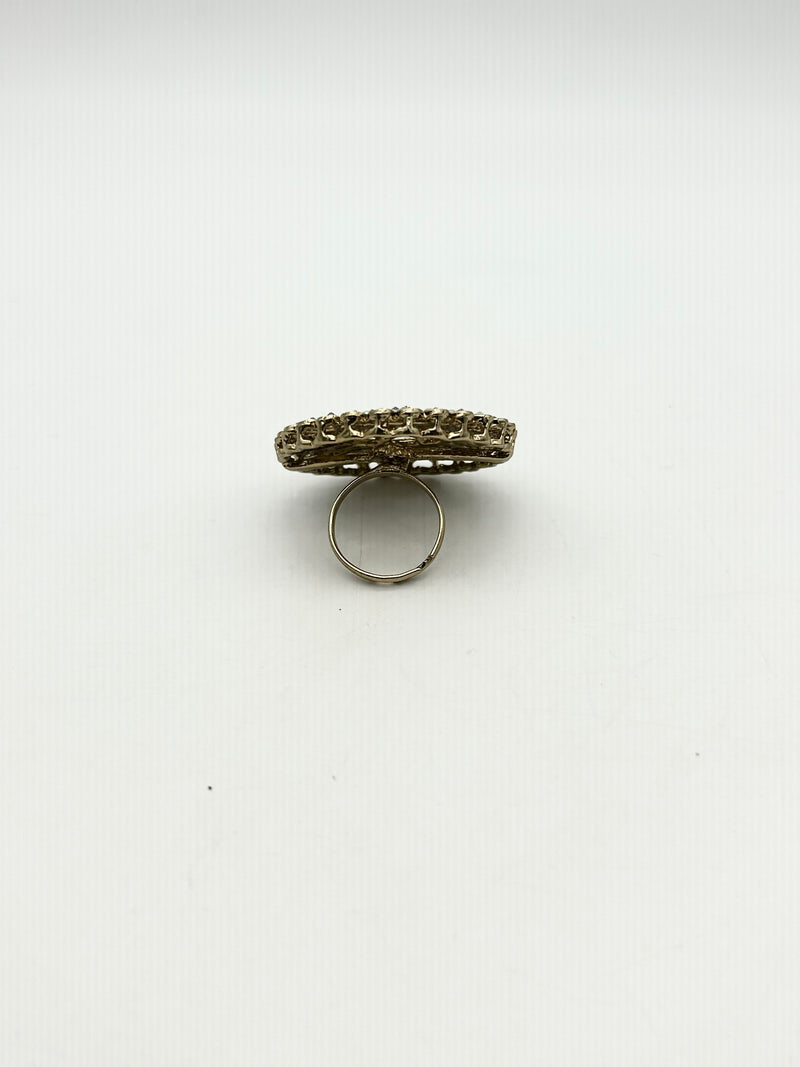 AM 800 Gold and White adjustable ring polki