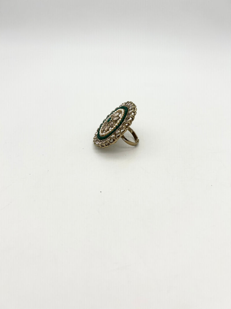 AM800 Gold and green adjustayring polki