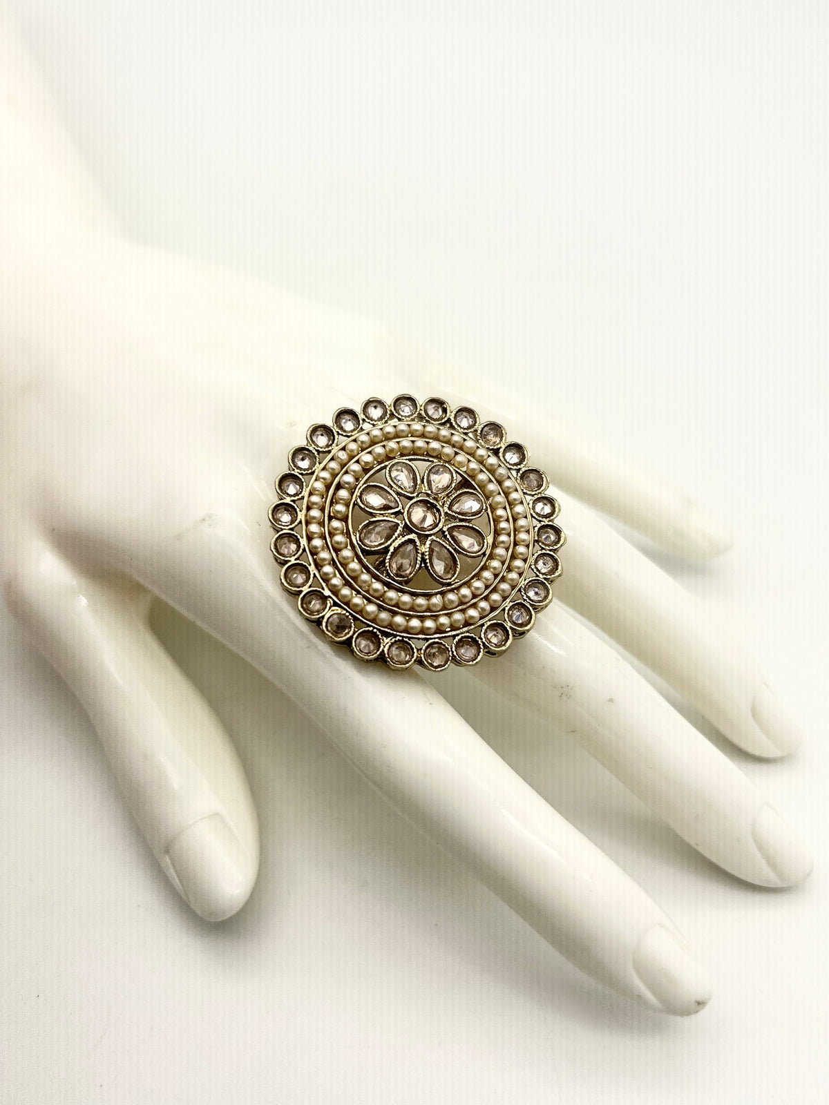 AM800 Adjustable Gold ring polki