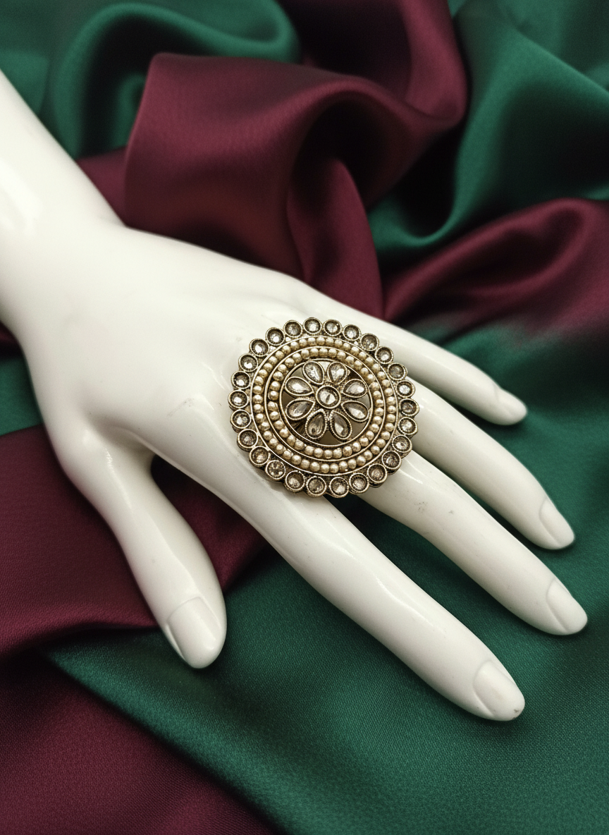 AM800 Adjustable Gold ring polki