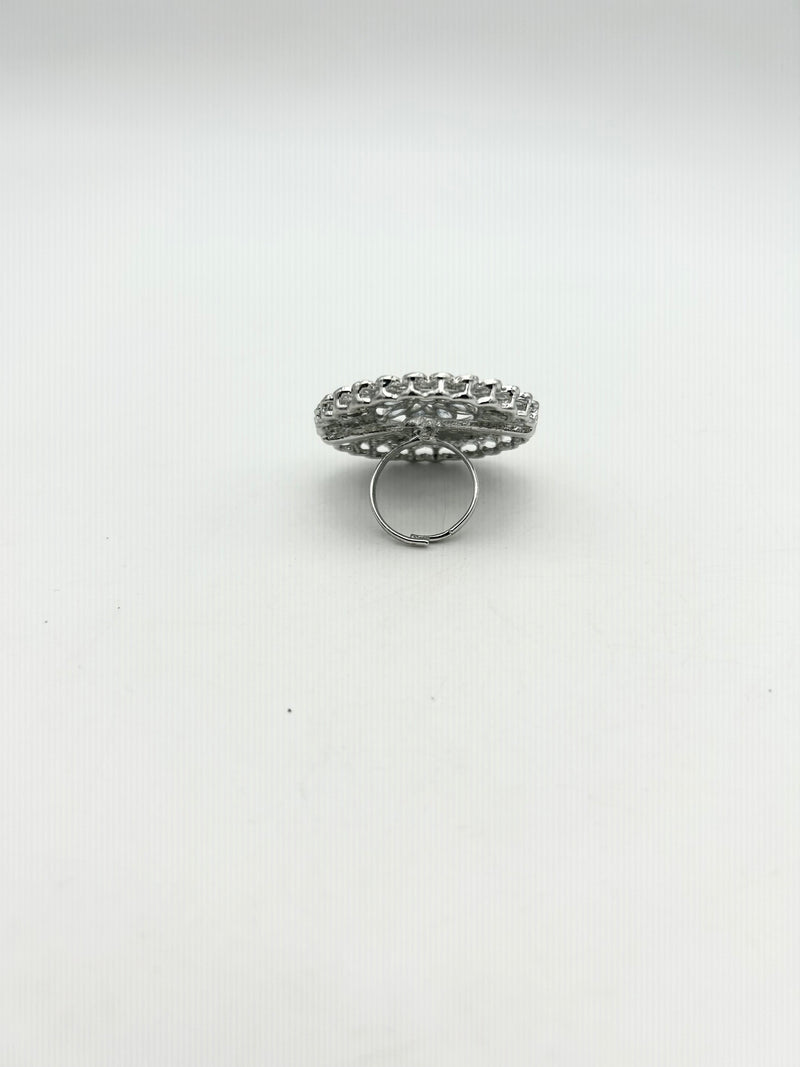 AM800 Silver adjustable ring polki