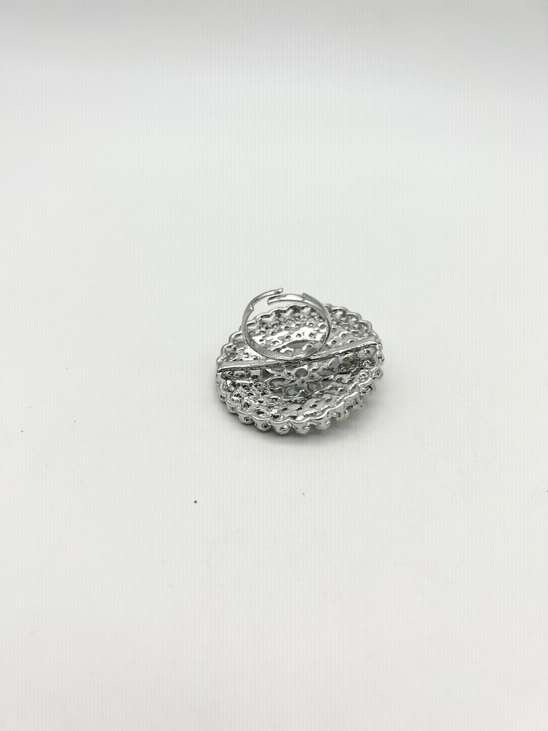 AM800 Silver adjustable ring polki