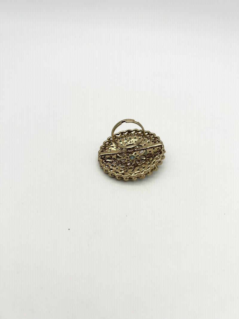 AM800 Gold and Mint adjustable ring polki