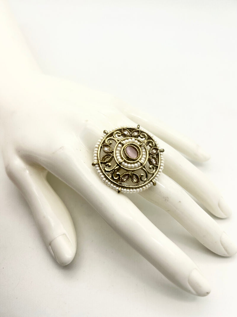 AM802 Gold and Pink adjustable pink ring