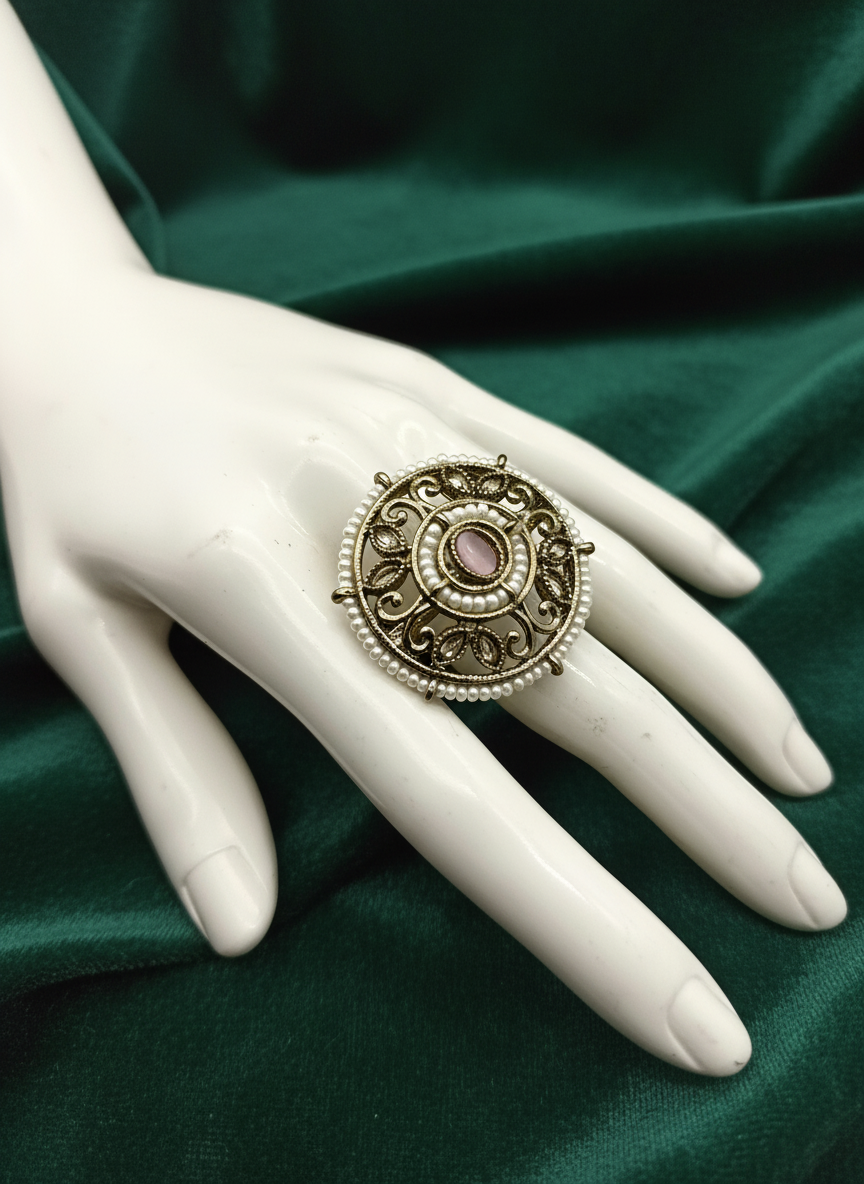 AM802 Gold and Pink adjustable pink ring