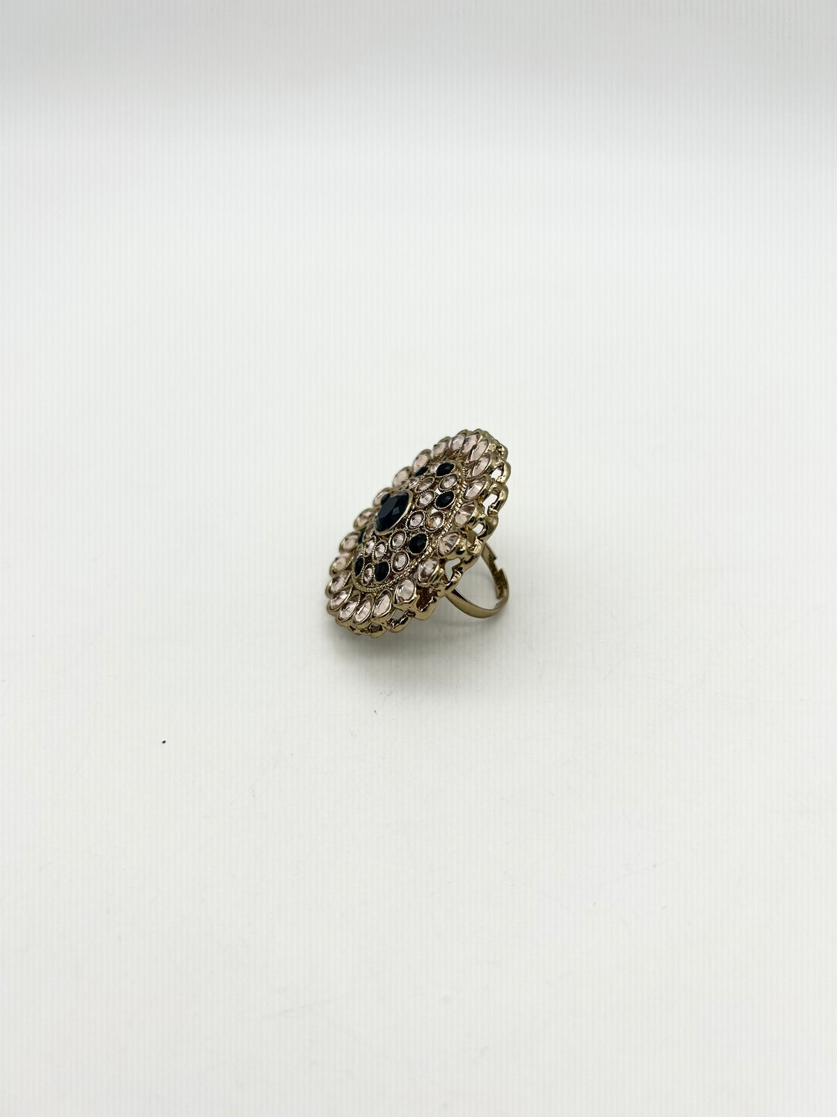 AM800 Gold and Black adjustable polki ring
