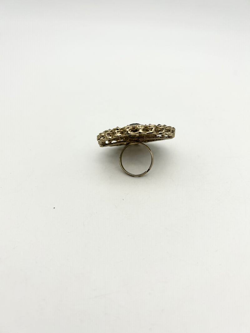 AM800 Gold and Black adjustable polki ring