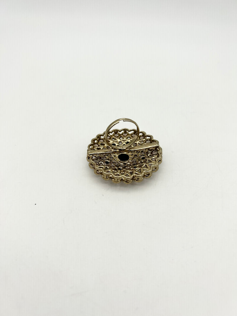 AM800 Gold and Black adjustable polki ring
