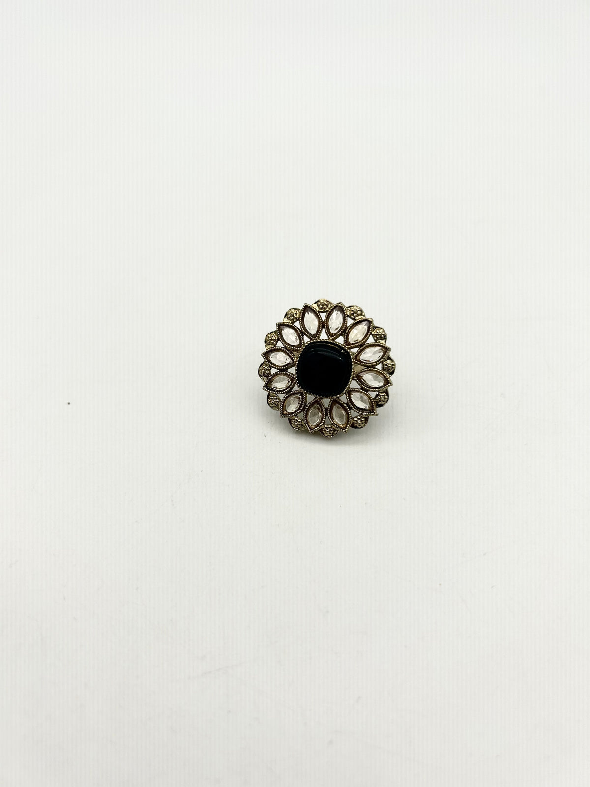 AM803 Gold and Black adjustable ring polki