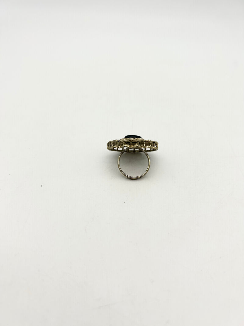 AM803 Gold and Black adjustable ring polki