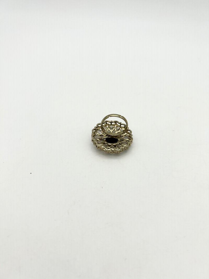 AM803 Gold and Black adjustable ring polki