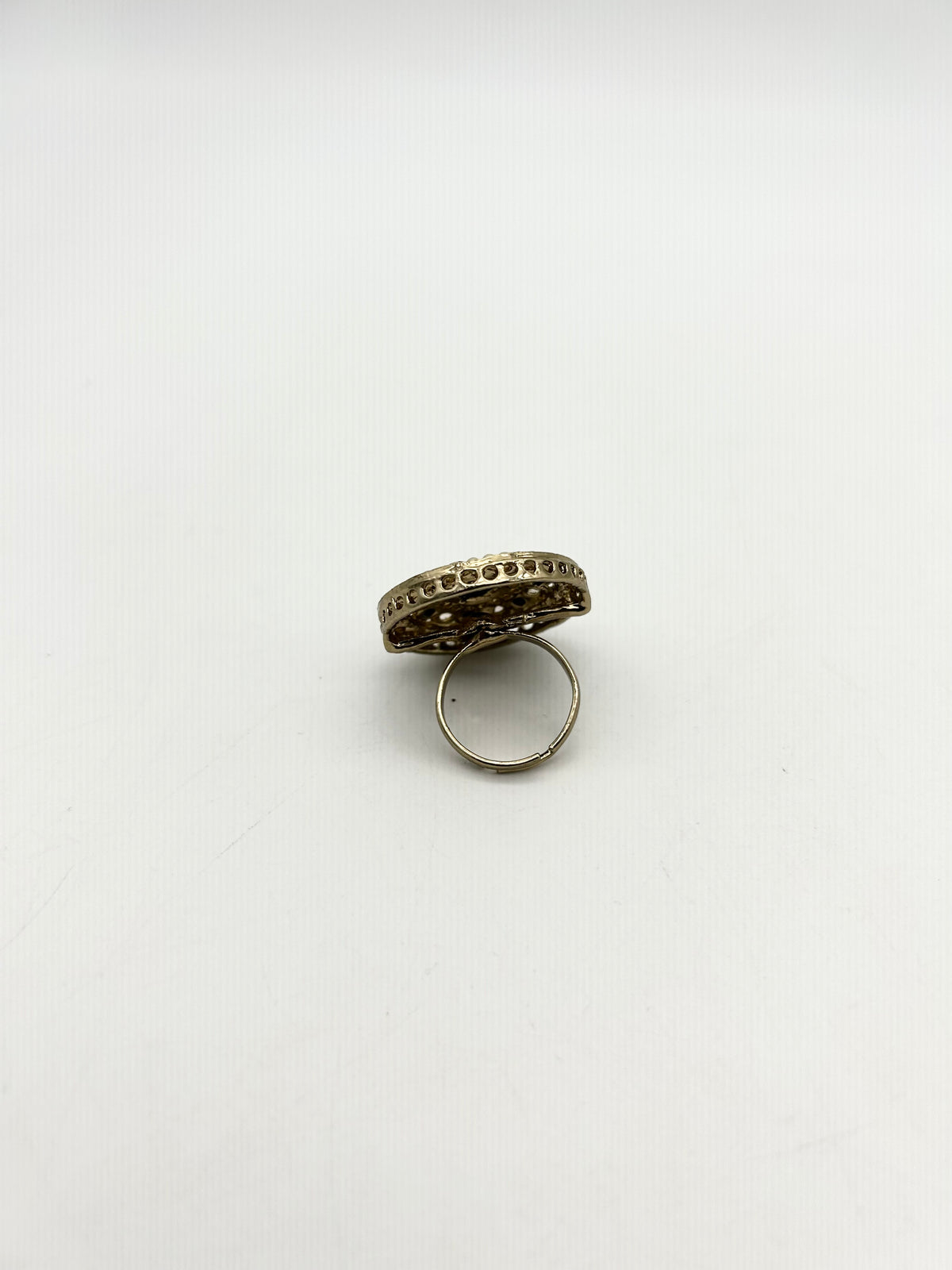 AM804 Gold and Black adjustable ring polki
