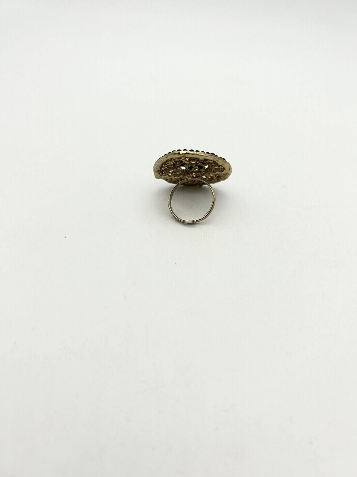 AM805 Gold and Black adjustable ring polki