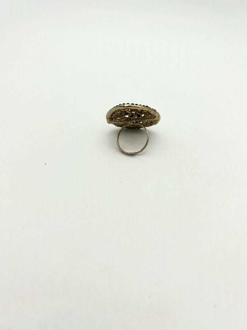 AM805 Gold and Black adjustable ring polki