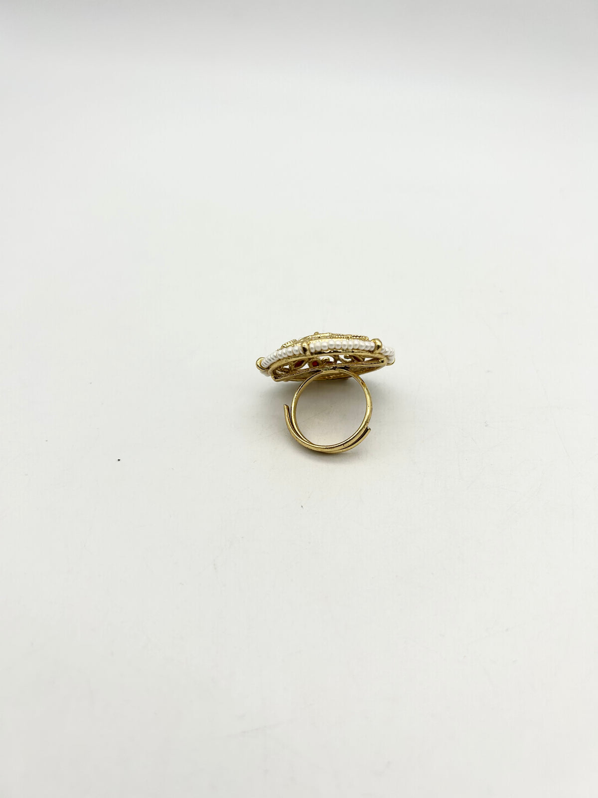 AM802 Gold and Maroon adjustable ring polki